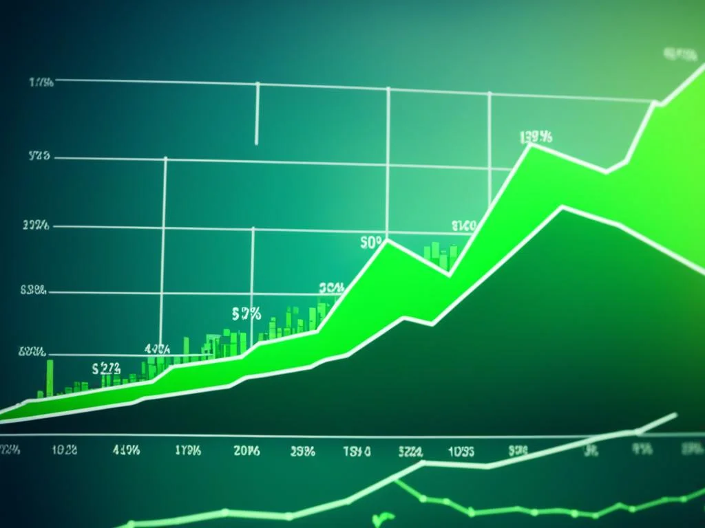 Gráfico visualizando como montar uma carteira de dividendos, com ícones de empresas, dinheiro e um gráfico de crescimento.