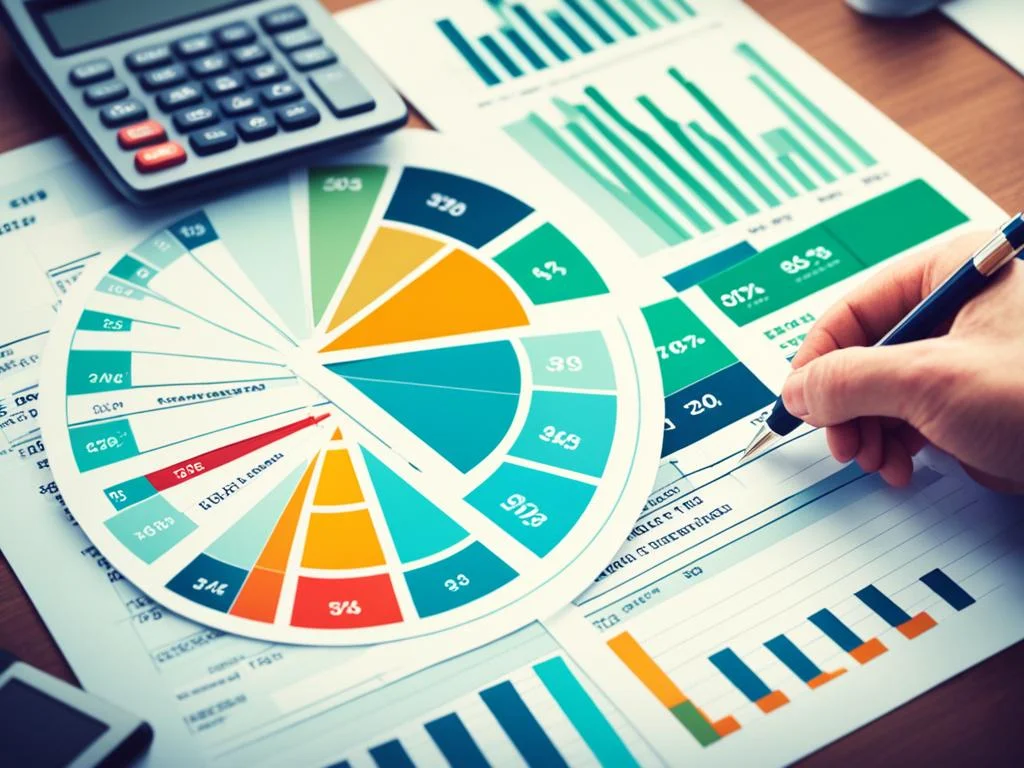 Gráfico ilustrando custos e tributos sobre dividendos, com moedas e símbolos fiscais em um ambiente digital