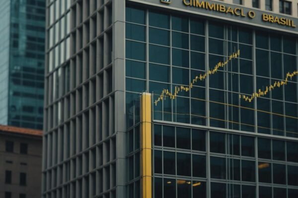 Banco do Brasil logo with upward financial chart