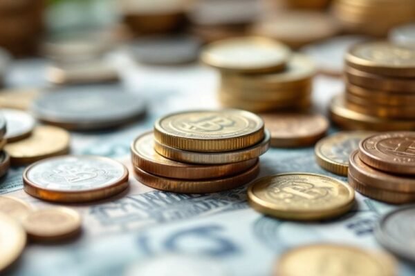 Diversos ativos financeiros em uma composição fotográfica.