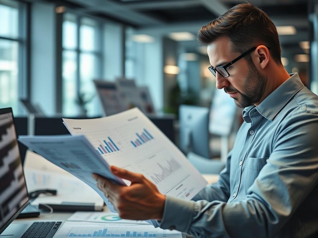 Imagem de uma pessoa analisando documentos financeiros Imagem de uma pessoa analisando documentos financeiros