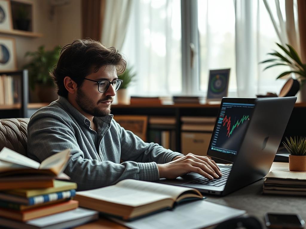 Imagem de uma pessoa aprendendo a investir Imagem de uma pessoa aprendendo a investir