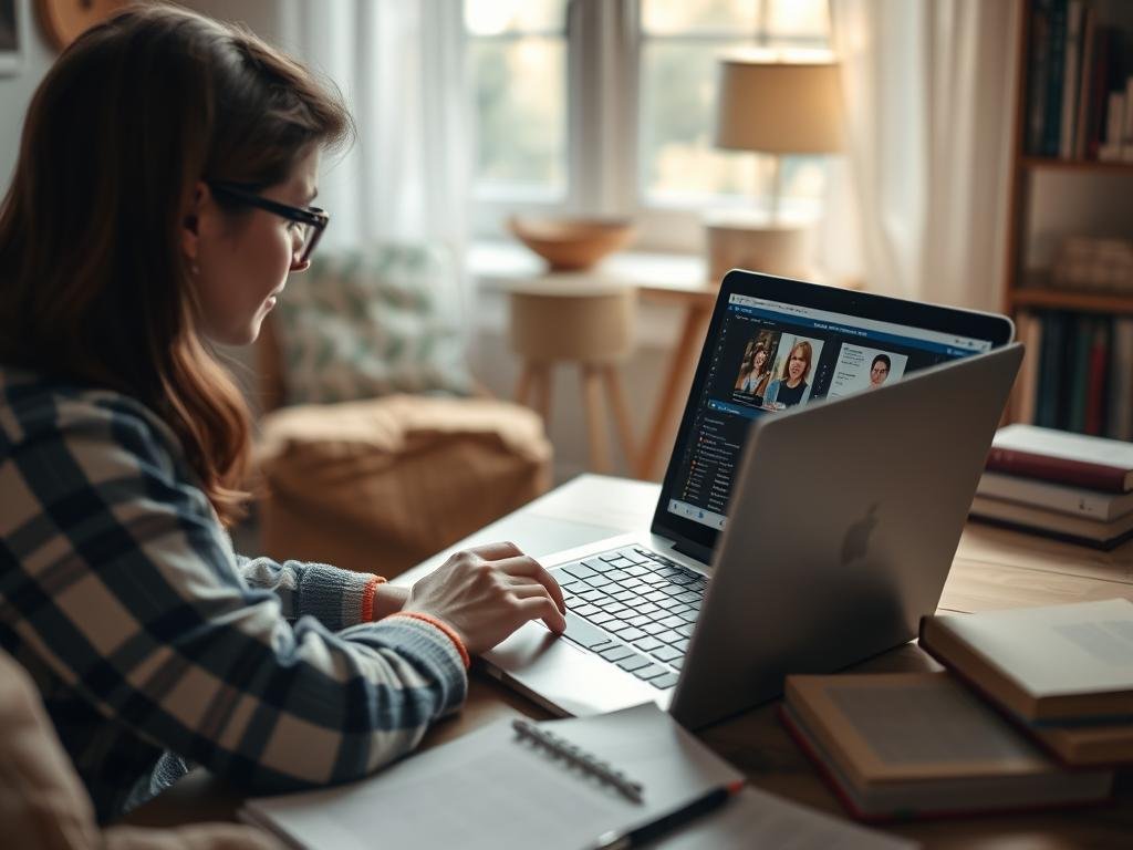 Imagem de uma pessoa fazendo um curso online Imagem de uma pessoa fazendo um curso online