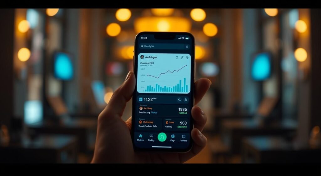 Crie uma imagem de um aplicativo de gestão financeira no smartphone