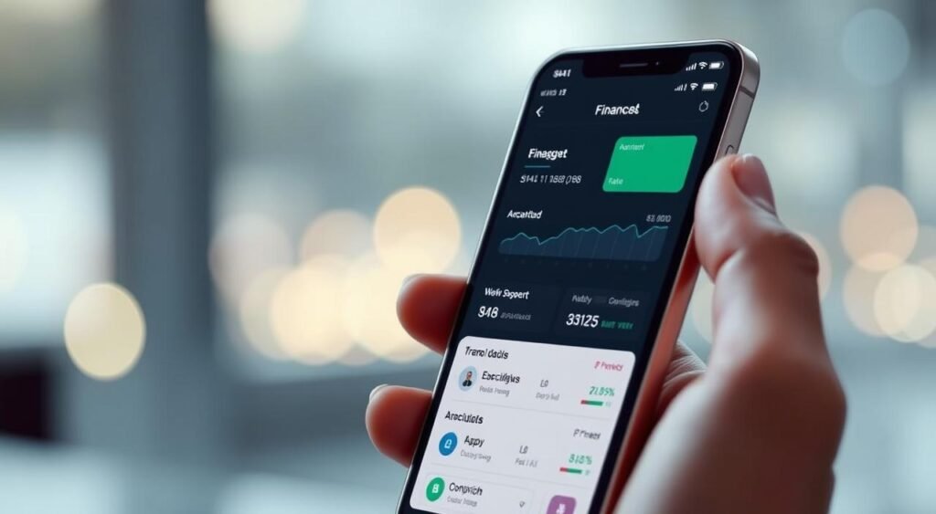 Imagem de um smartphone com um aplicativo de controle financeiro Imagem de um smartphone com um aplicativo de controle financeiro