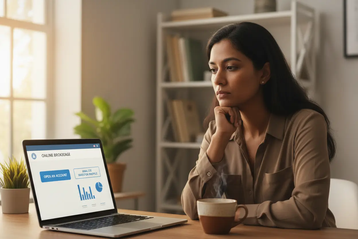 Começar a Investir em Renda Variável O que é renda variável para iniciantes – pessoa abrindo conta em corretora.