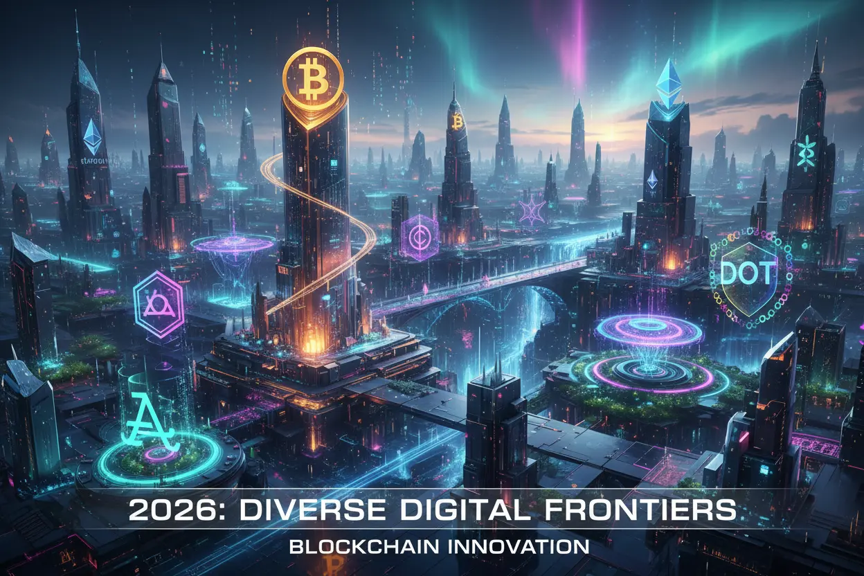 Criptomoedas Promissoras 2026 Logos de criptomoedas de alto potencial para 2026.