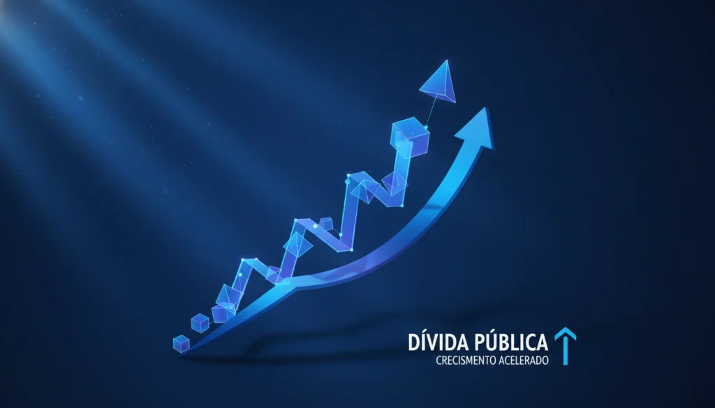 Gráfico ilustrativo mostrando o crescimento da Dívida Pública ao longo dos anos