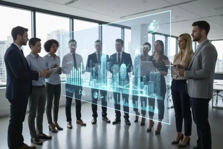 Pessoas estudando gráficos de Fundos Imobiliários