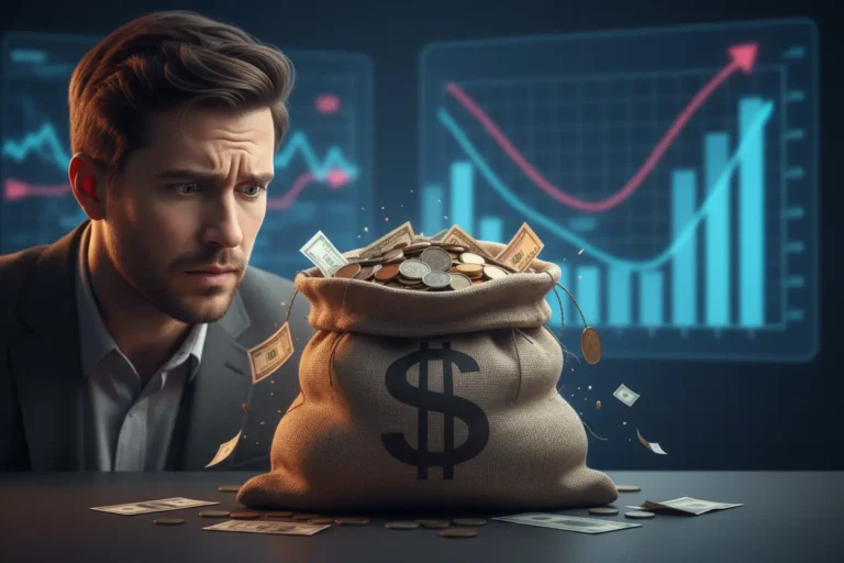 Pessoa preocupada com a inflação e seu dinheiro