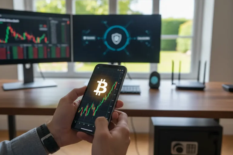 Pessoa investindo em bitcoin de forma segura