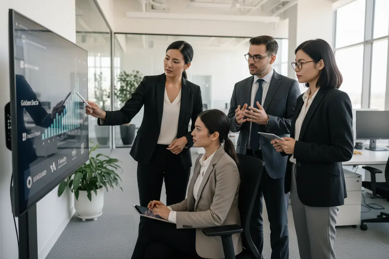 Equipe analisando as melhores corretoras de valores para 2026