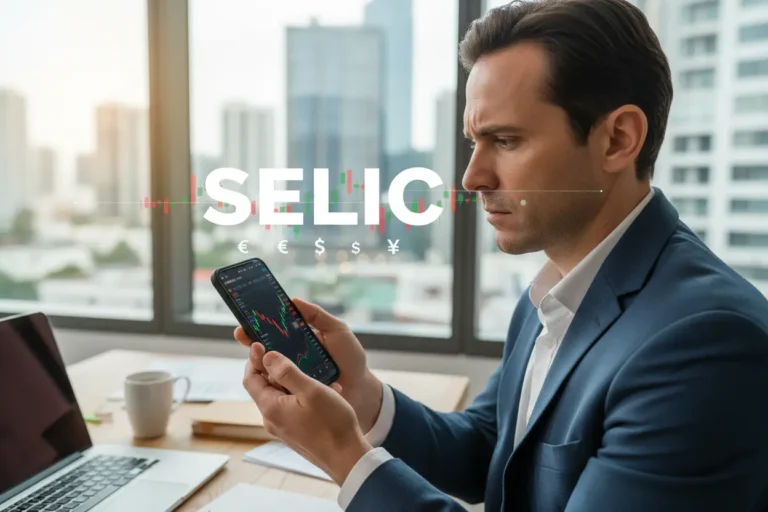 Pessoa analisando gráficos financeiros sobre a Selic