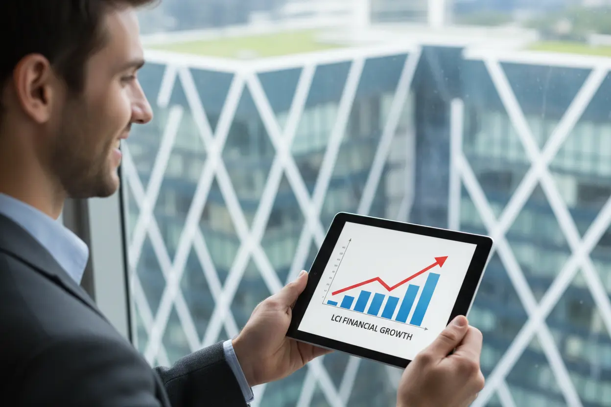 Mulher feliz com o crescimento do seu investimento em LCI.