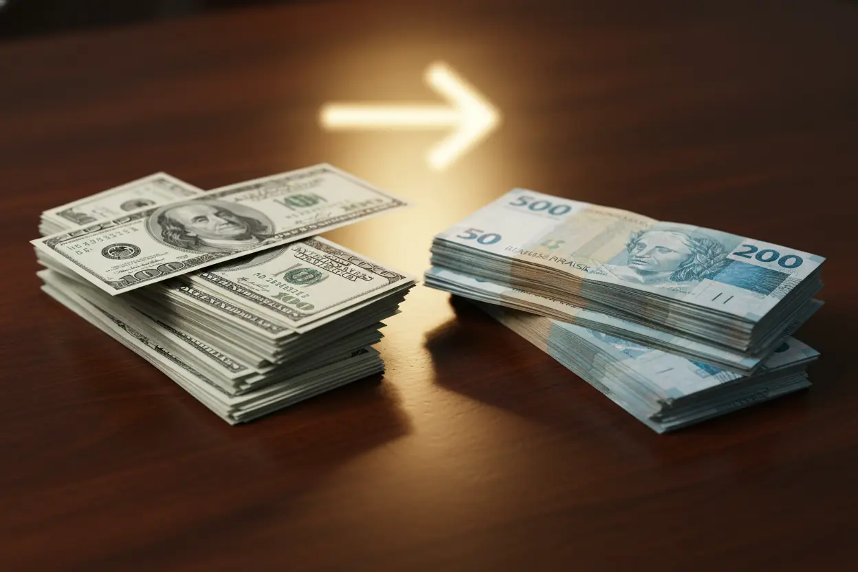 Dólar, real, câmbio, conversão de moeda, dinheiro, finanças internacionais